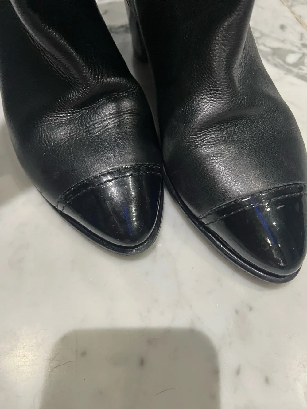 CHANEL Black Leather Over-the-Knee Boots (with CC detail)